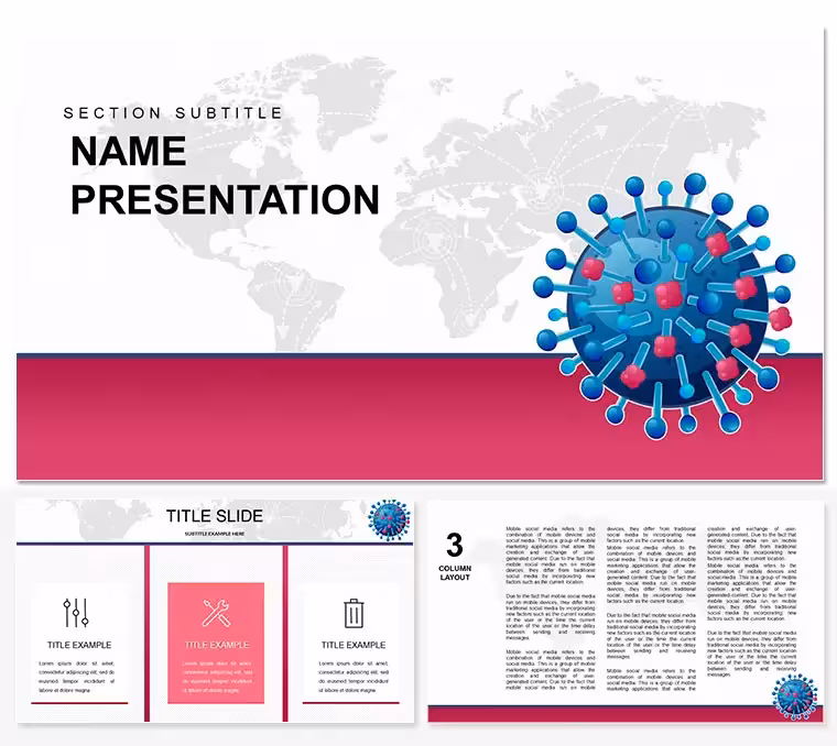 Virus World Map PowerPoint Template - Create Impactful Global Health Presentations