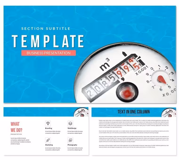 Water Flow Counter PowerPoint Template - Fully Editable | Instant Download | ImagineLayout
