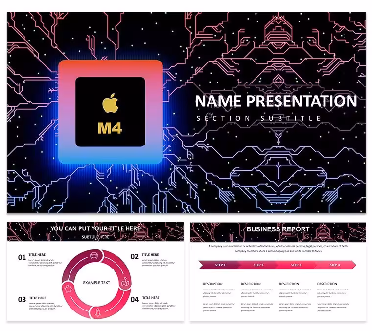 Cyberpunk Apple M4 PowerPoint Template: Futuristic Tech Slides