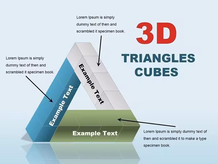 3D Triangles Cubes PowerPoint Charts Template for Immersive Architecture