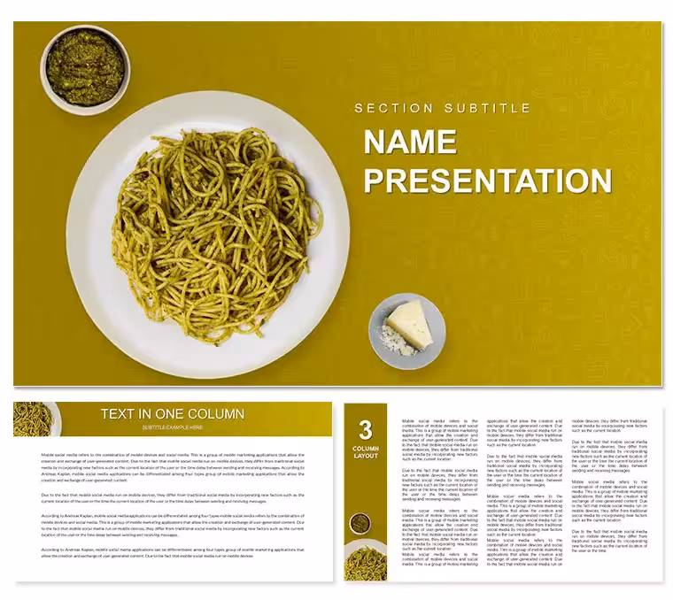 Spaghetti with Spinach Sauce PowerPoint Template: Savor Visual Recipes