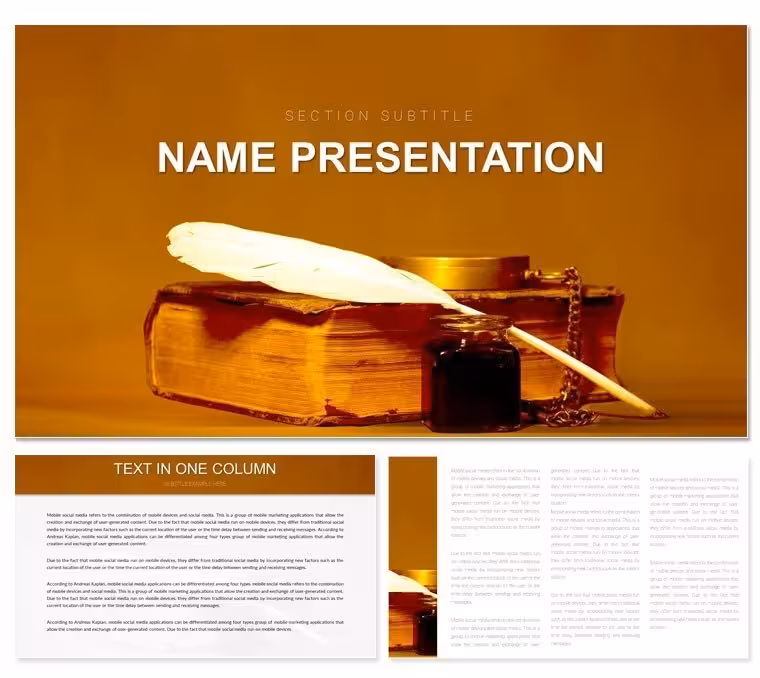 Feather Book PowerPoint Template: Lightening the Load of Learning