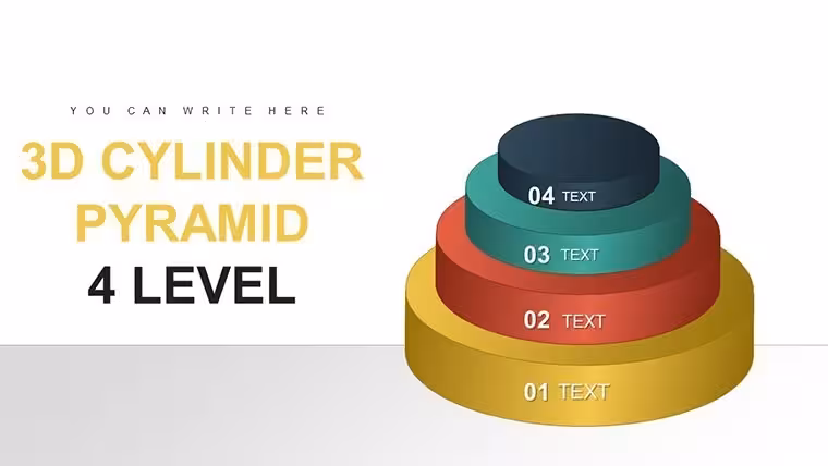 4-Level 3D Cylinder Pyramid Keynote - Fully Editable | ImagineLayout