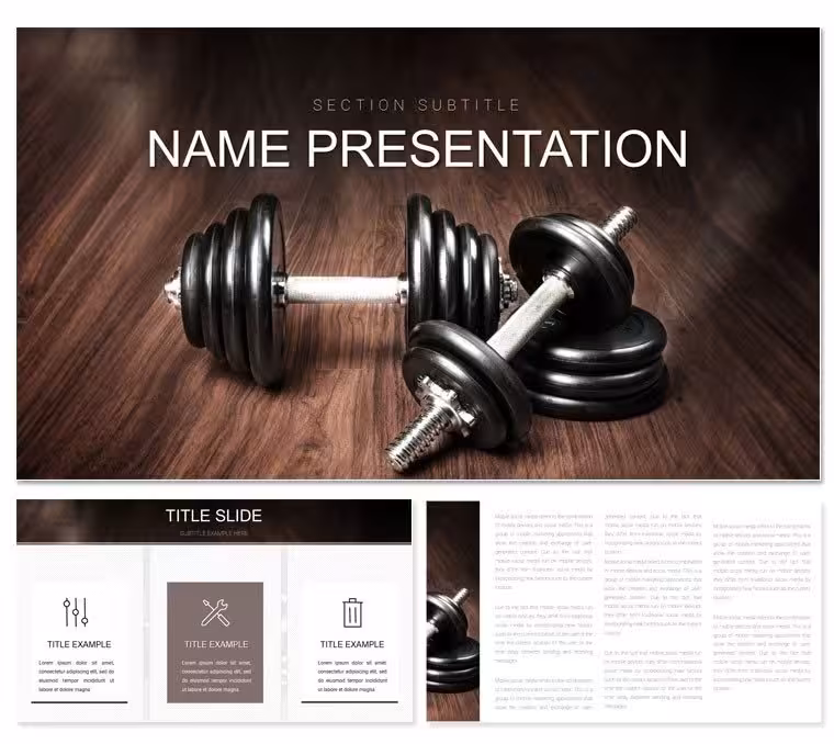 Adjustable Dumbbells Fitness PowerPoint Template