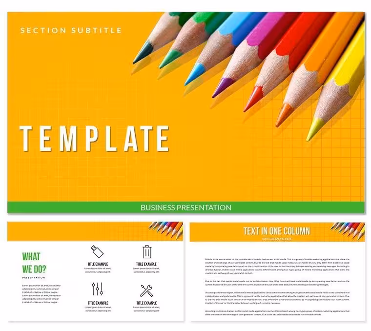 Colored pencils for Drawing PowerPoint templates