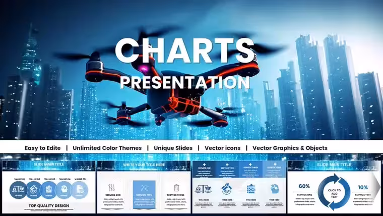 Drone IT Technology Charts Keynote Template: Elevate Tech Innovations Visually