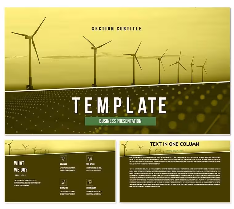 Eco electric windmill PowerPoint template