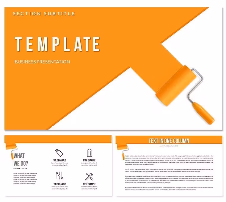 Wall Painting with Roller PowerPoint Template