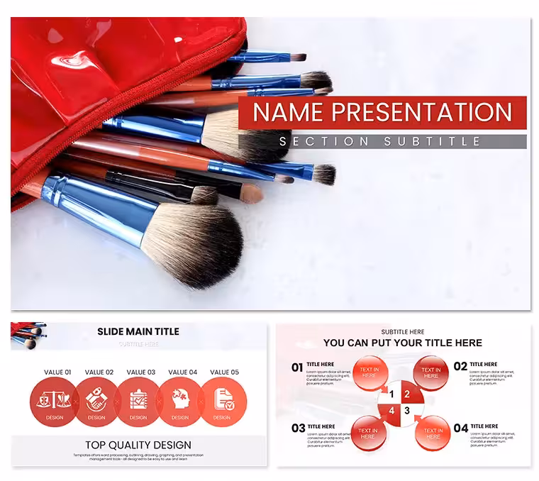 Cosmetic Brushes Accessories PowerPoint Template