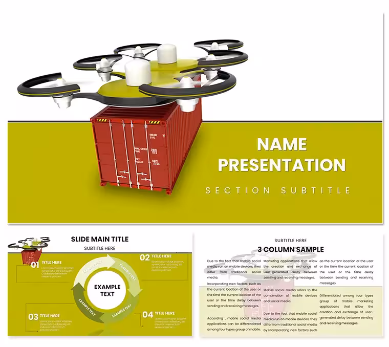 Drone Delivery of Heavy Cargo PowerPoint Template for presentation