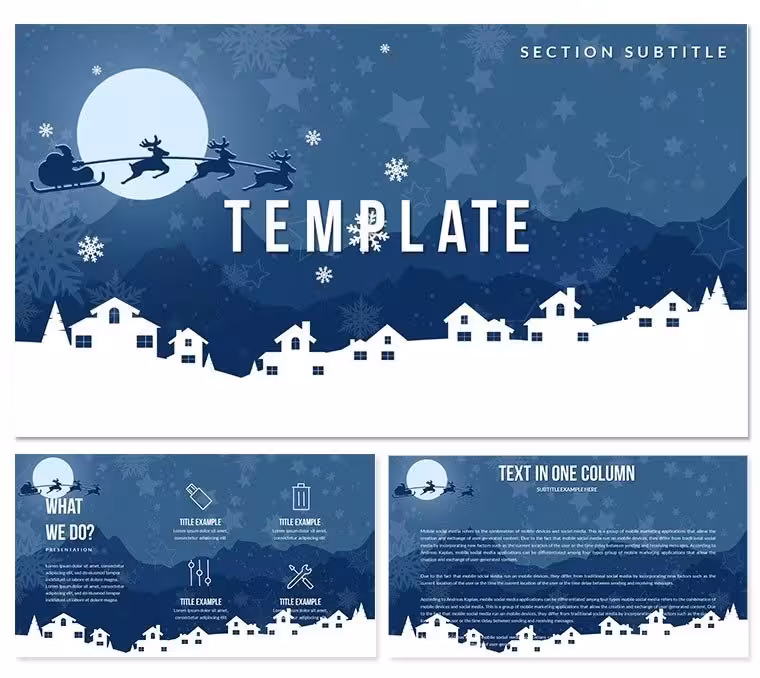 Santa Claus in Background of Moon PowerPoint templates