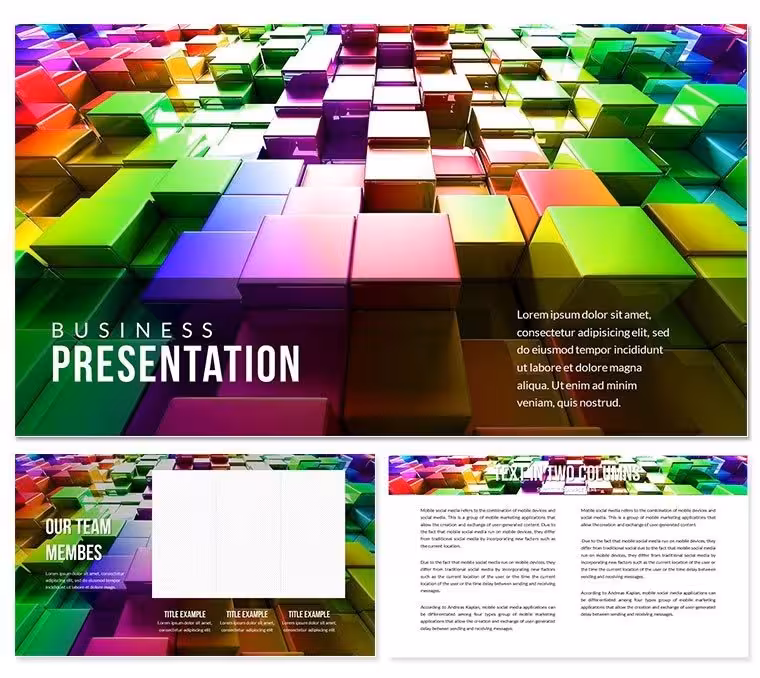 Cub Space Volumetric PowerPoint template Presentation