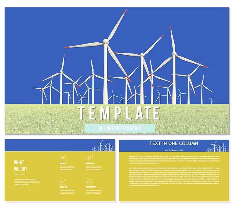 Wind turbines - equipment PowerPoint template