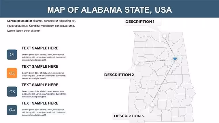 Maps of Alabama with Counties, download, pptx