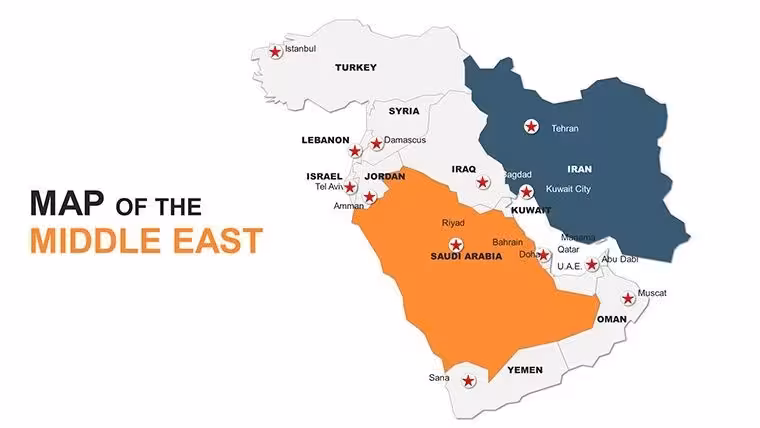 Customizable Middle East Maps Keynote Template: Charting Regional Dynamics