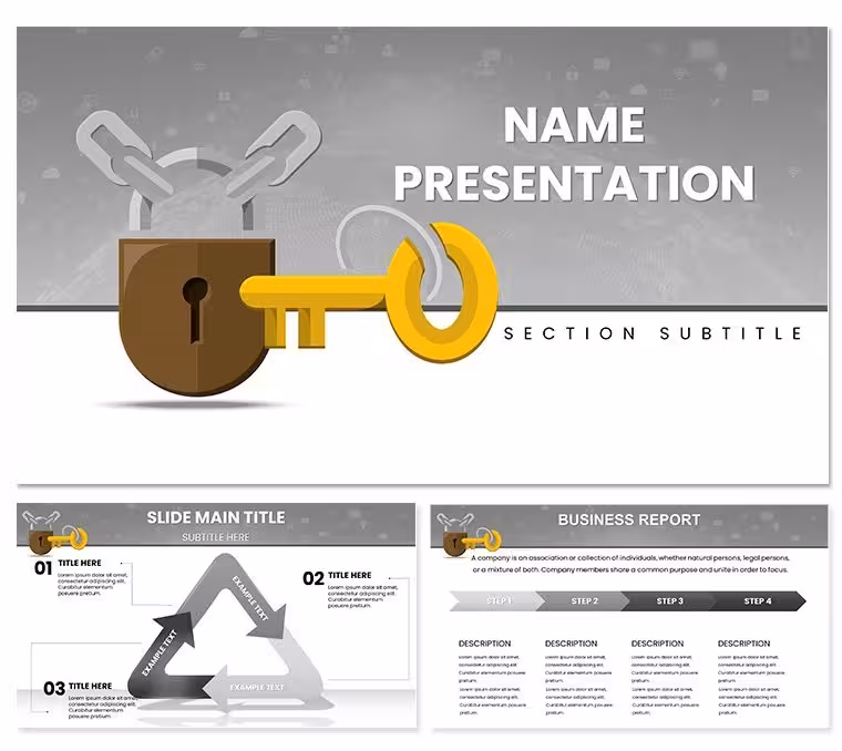 Key Access Security Service PowerPoint Template: Lock Down Your Access Pitches