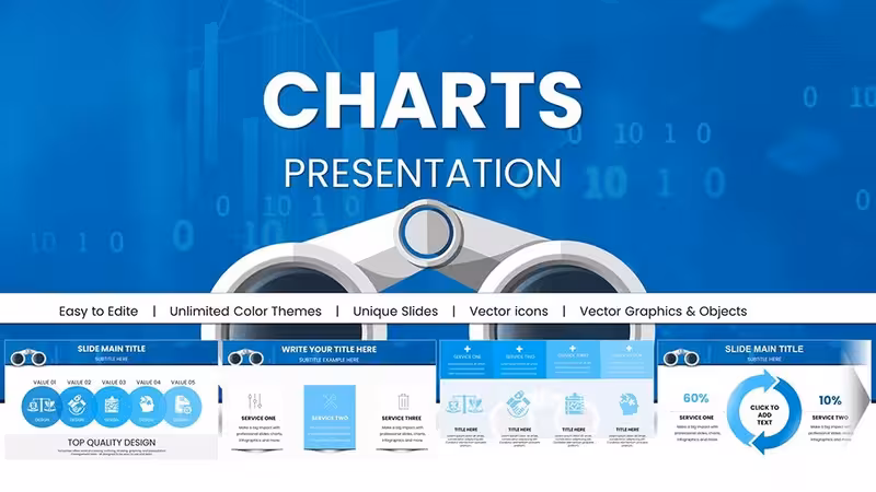Search Marketing PowerPoint: Binoculars Charts for Insights