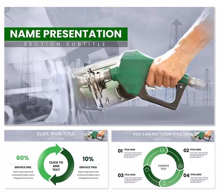 Gasoline Pump Refueling Car PowerPoint Template for Presentations