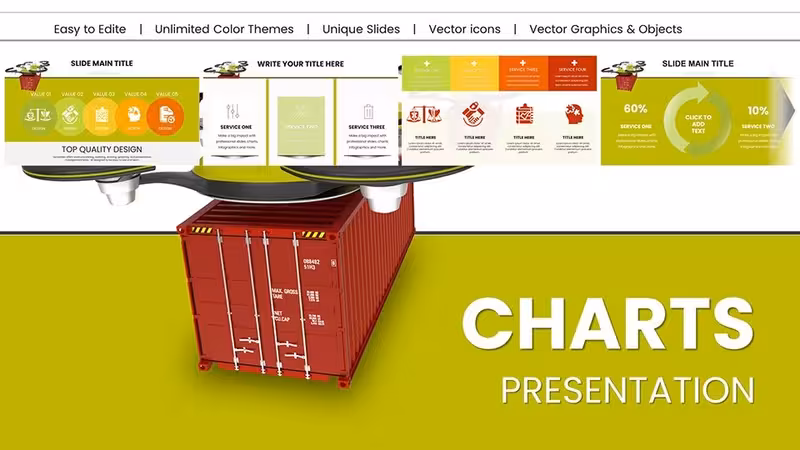 Heavy Cargo Drone Delivery PowerPoint Charts - Download Logistics Templates