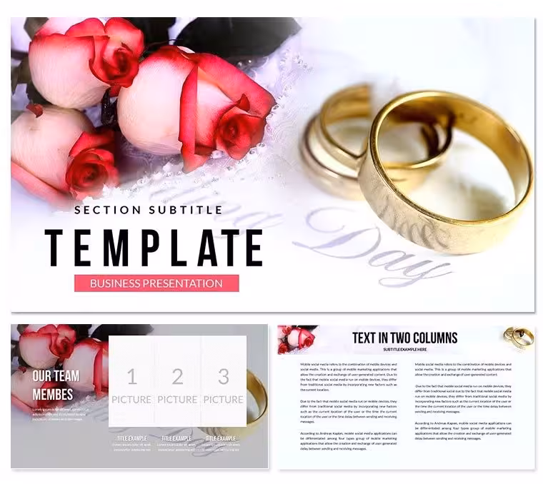 Wedding: Rings and Flowers PowerPoint Template | Beautiful Backgrounds and Themes