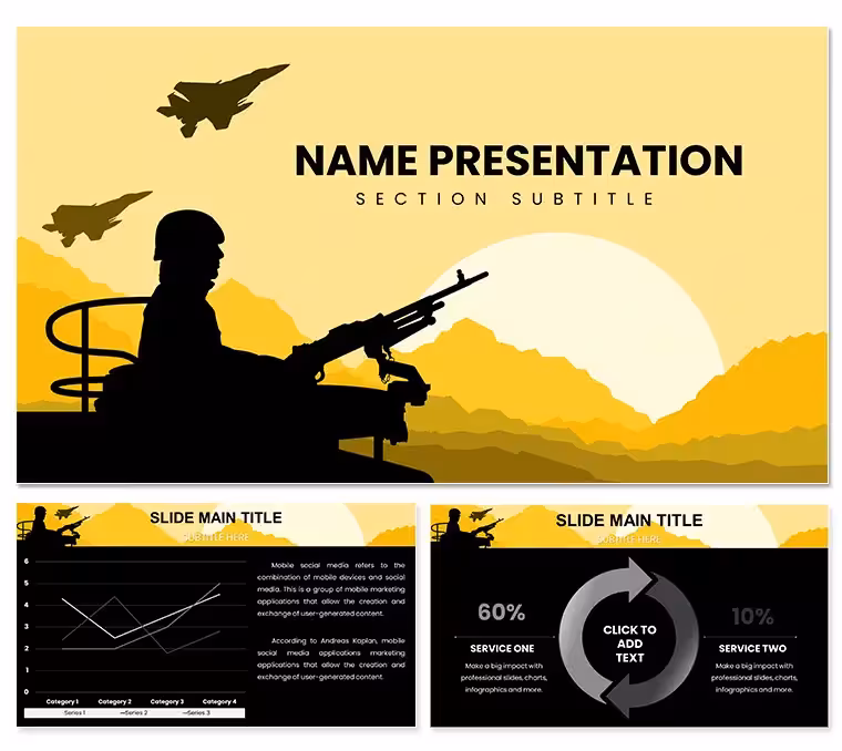 War Tactics Military PowerPoint Template: Map the Maneuvers