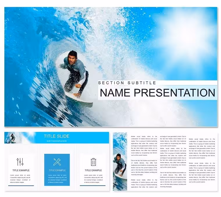 Vibrant Surfing PowerPoint Template: Ride the Wave of Inspiring Talks