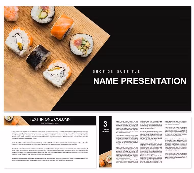Sushi Rolls Restaurant Menus PowerPoint template
