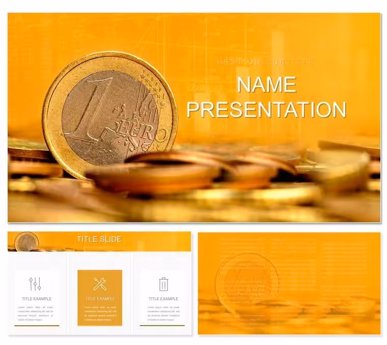 "Euro, Bitcoin Gold Price, Charts PowerPoint Template"