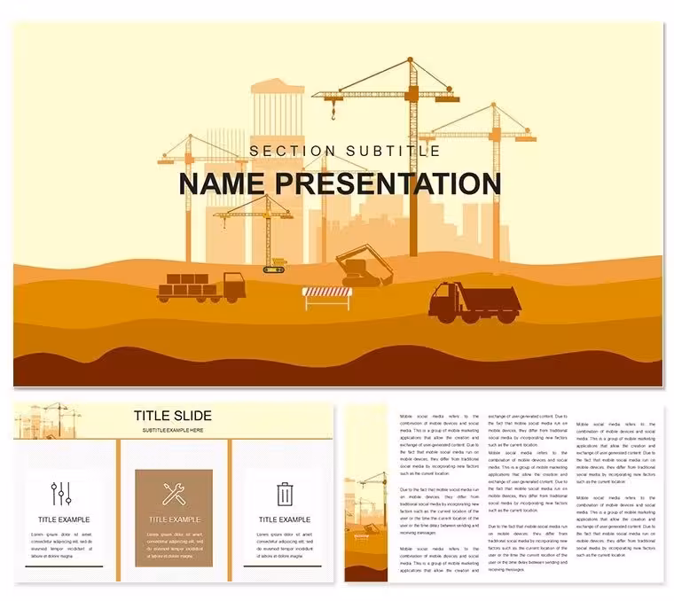 Infrastructure Construction Projects PowerPoint Template: Blueprint Your Success