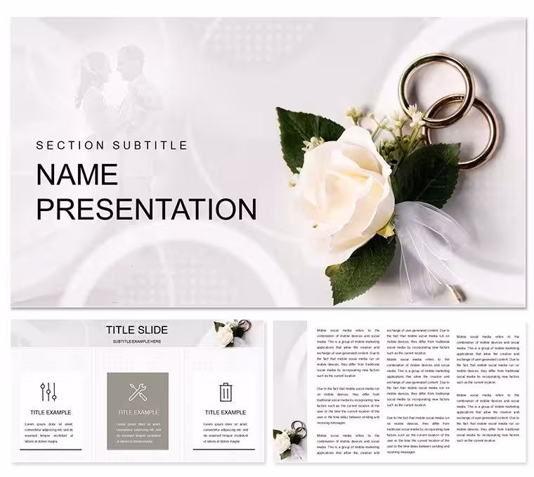 Wedding Rings & Bouquet PowerPoint Template: Designing Love Stories