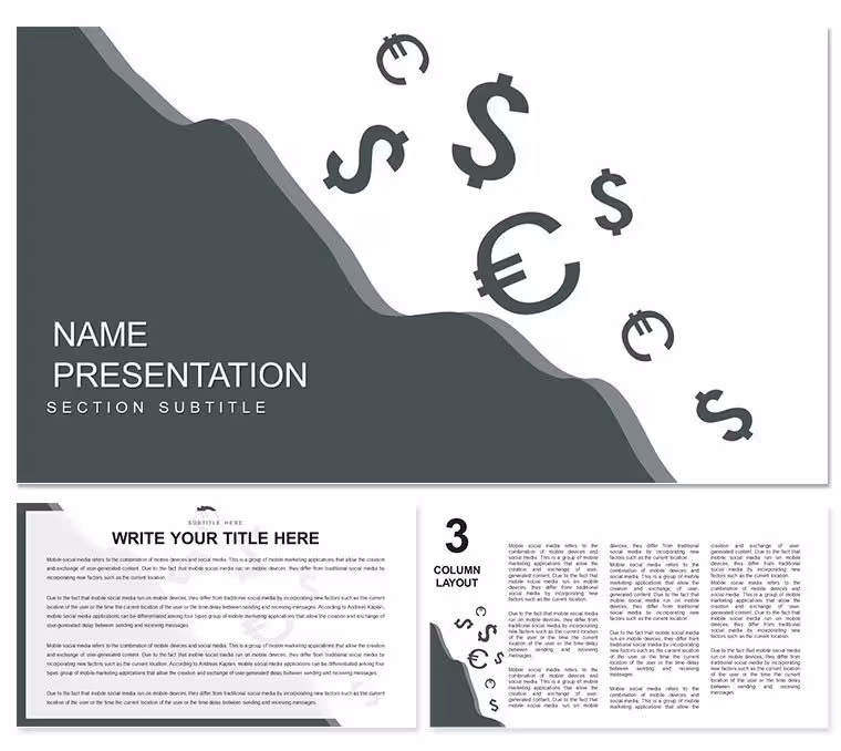 Background Money Falling PowerPoint Template - Infographic Presentation