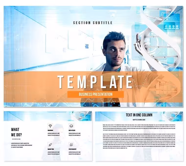 Genetics brain - human Genome PowerPoint template