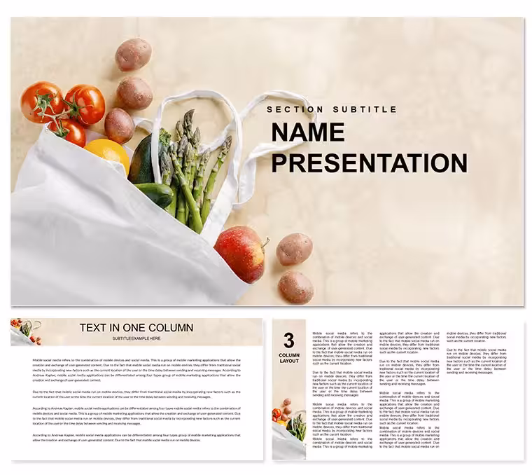 Shopping for Fruits and Vegetables PowerPoint template