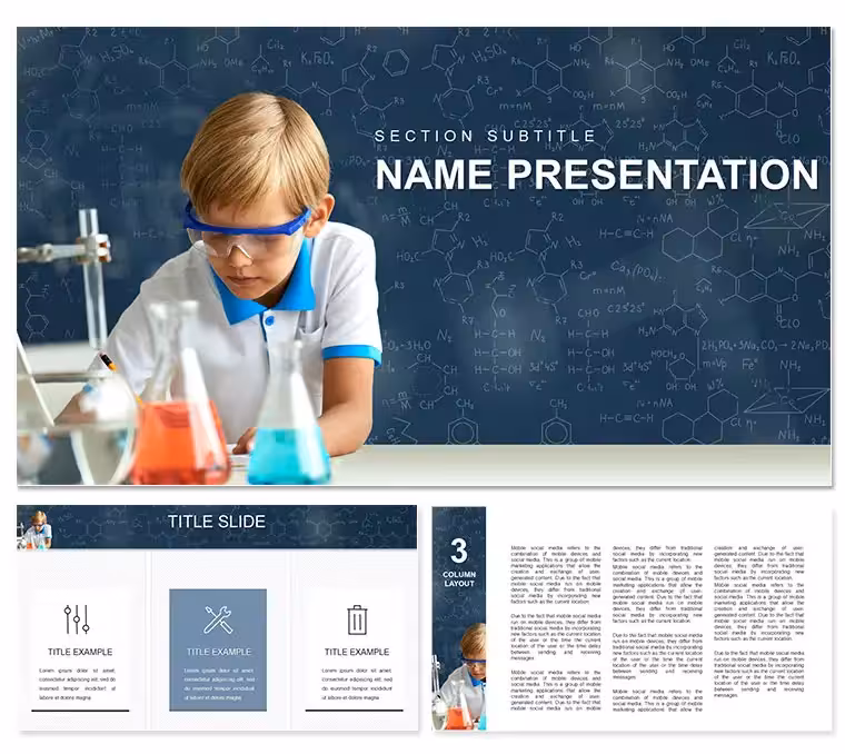 Chemistry Lessons : Student, Chemical Products PowerPoint template