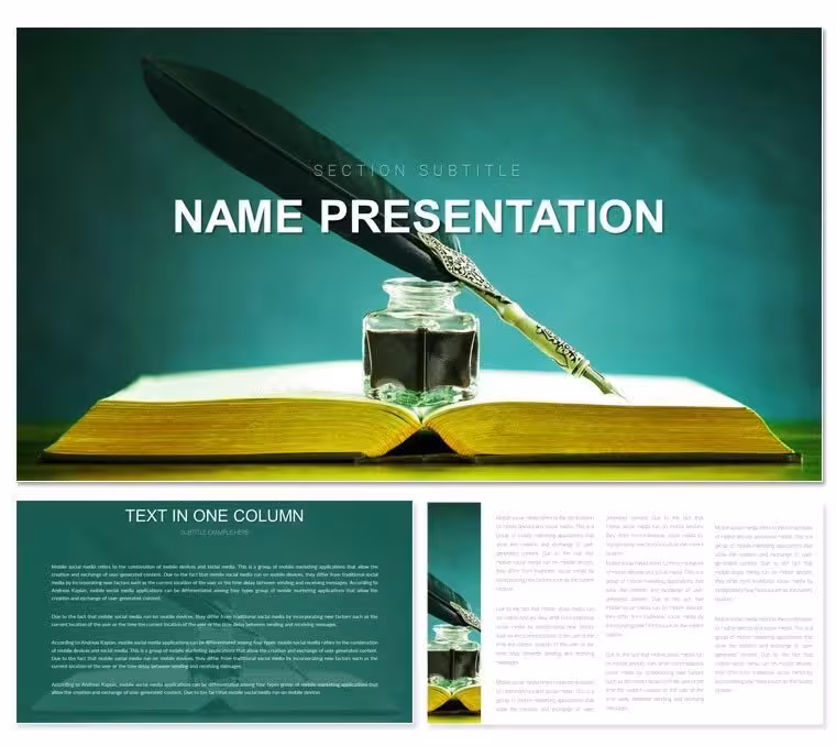 Inspiring Open Book PowerPoint Template: Pages of Educational Magic