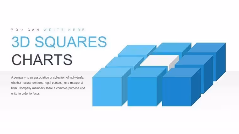 3D Squares Cube PowerPoint Charts Template - 30 Slides