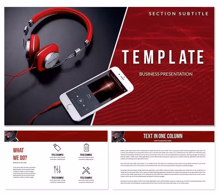 Smartphone and Headphones PowerPoint template