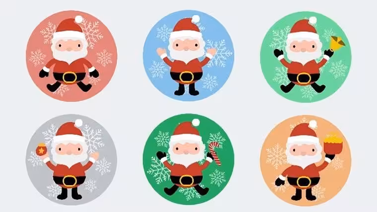 Santa Clauses Keynote Shapes Stickers: Add Whimsical Charm to Festive Slides