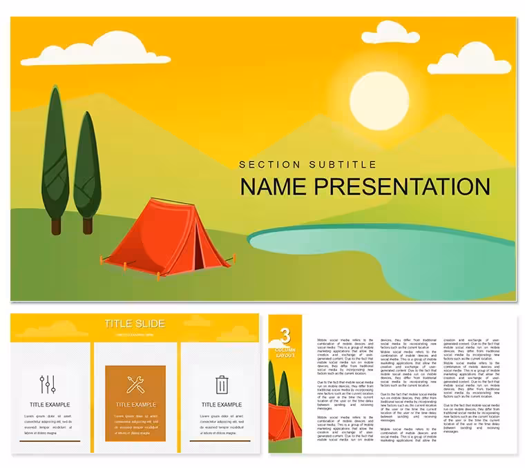 Camping, Adventure, Leisure, Tent PowerPoint template