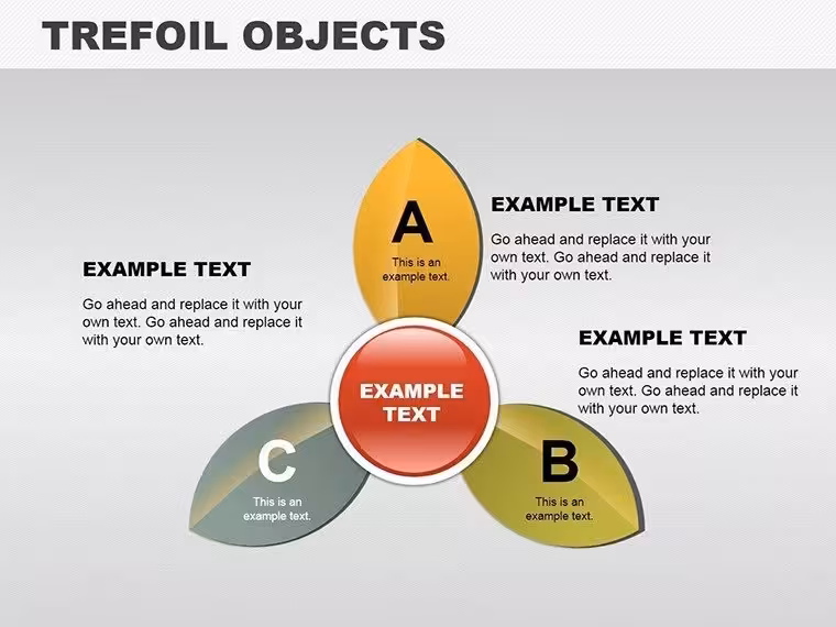 Trefoil Objects PowerPoint Charts Template: Unique Data Shapes for Impact
