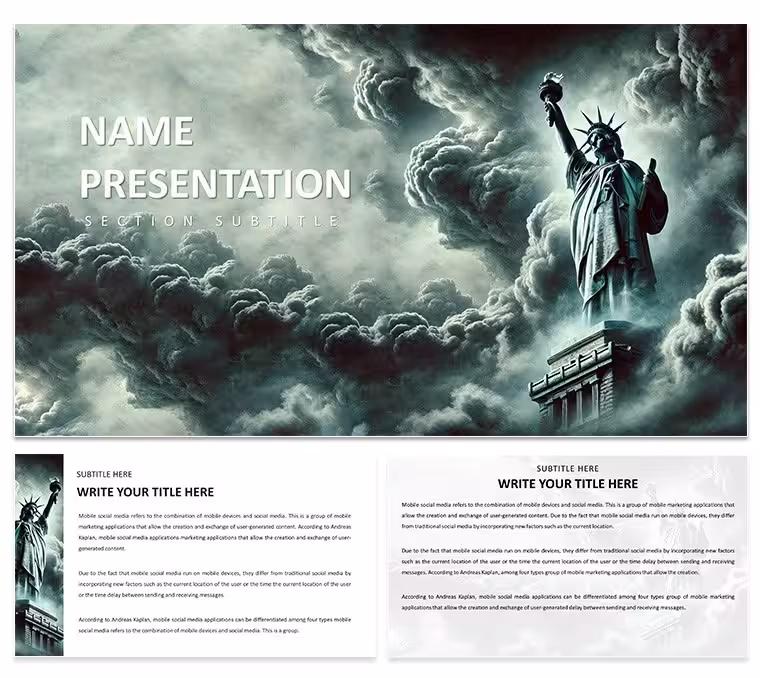 Fall of Freedom: Decline of Civil Liberties PowerPoint Template - Sound the Alarm