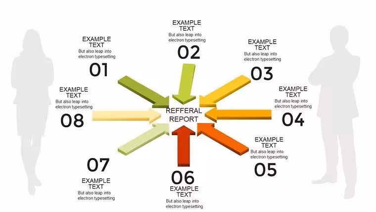 Action PowerPoint Charts Template with Centralized Arrows