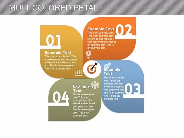 Multicolored Petal PowerPoint Charts Template: Flower Your Data with Vibrancy