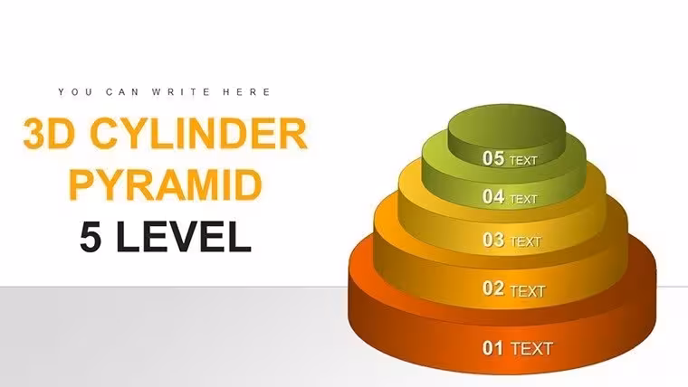 3D Cylinder Pyramid PowerPoint Charts: Elevate Multi-Level Data