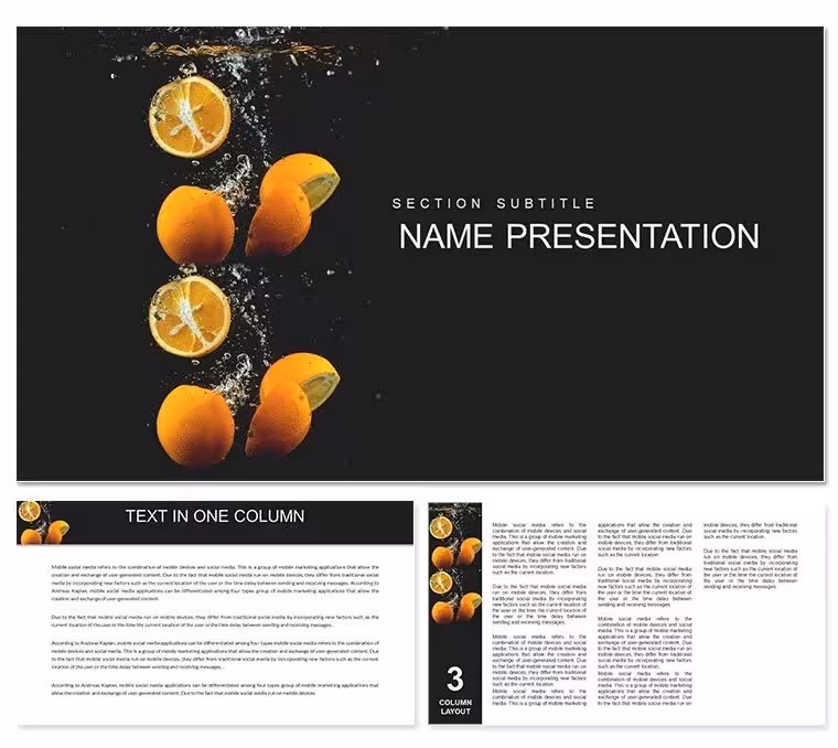 Orange Slices in Water PowerPoint Template: Infuse Freshness into Your Refreshment Narratives