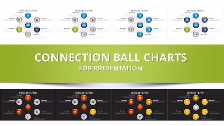 Connected Balls Charts Template for PowerPoint - 25 Slides