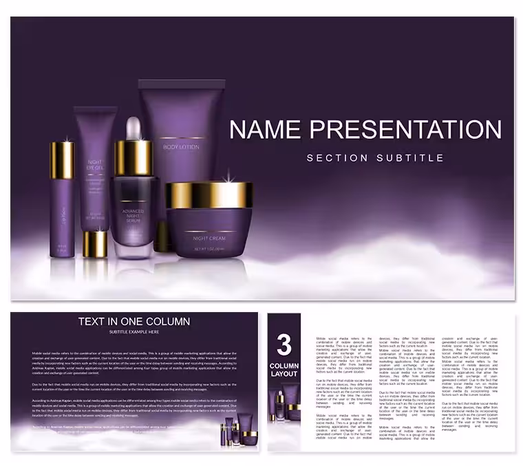 Body Lotion, Night Gel, Scrub and Cream PowerPoint template
