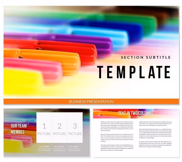 Multicolored Markers PowerPoint templates