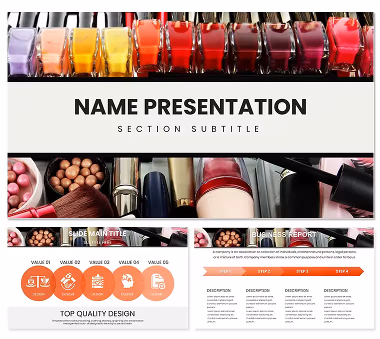 Vibrant Nail Polish Cosmetics PowerPoint Template