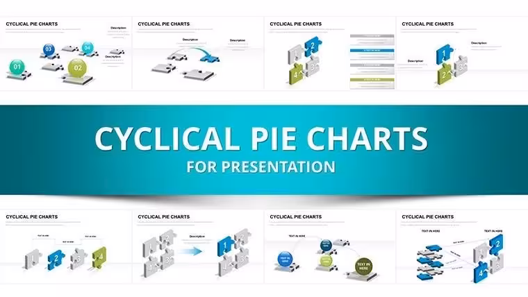 3D Cyclical Puzzle Charts PowerPoint Template